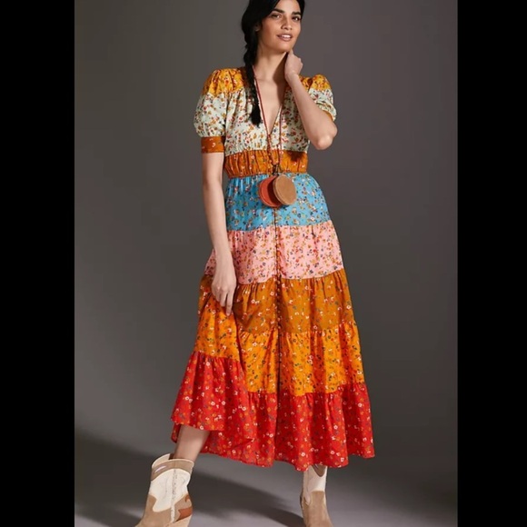 🎉SUPER RARE🎉 ANTHROPOLOGIE NWT Tiered&True Maxi Dress Size S. - Picture 2 of 16
